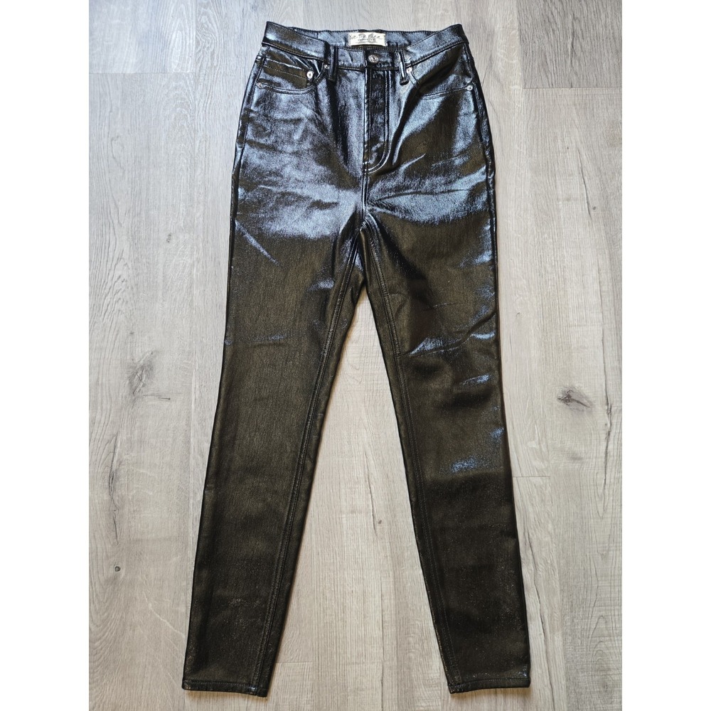 We The Free People Phoenix Coated Skinny Jeans Size 26 Button Fly Faux Leather
